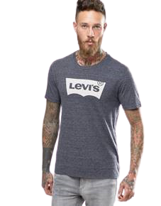 חולצת טישרט ליוייס בצבע אפור כהה עם לוגו גדול של המותג בצבע לבן LEVIS