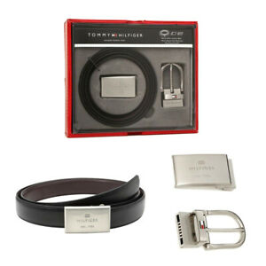 סט חגורה של TOMMY HILFIGER טומי הילפיגר אבזם כפול חגורה מתחלפת חום ושחור
