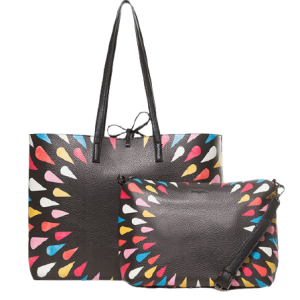 תיק דו-צדדי גדול שחור בהדפס טיפות צבעוניות Desigual Bols Tears Splatter Seattle