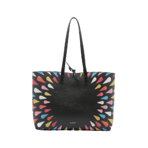 תיק דו-צדדי גדול שחור בהדפס טיפות צבעוניות Desigual Bols Tears Splatter Seattle