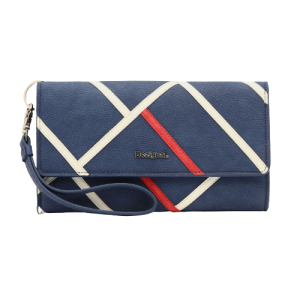 ארנק מלבני כחול לנשים בעיצוב רצועות דקות אלכסוניות Desigual Mone Sara Arianne