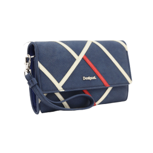 ארנק מלבני כחול לנשים בעיצוב רצועות דקות אלכסוניות Desigual Mone Sara Arianne